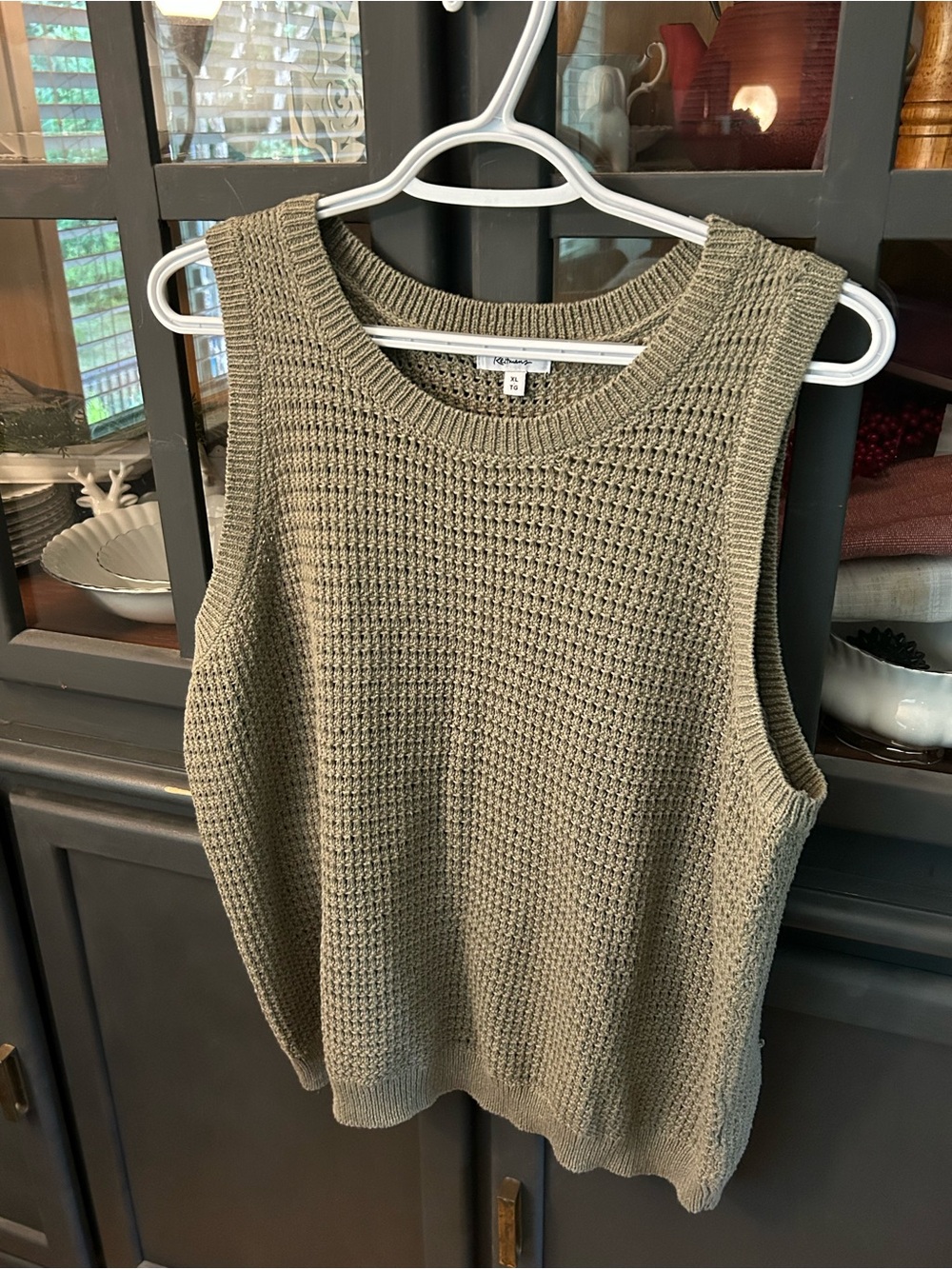 Reitmans Olive Open-Weave Knit Tank